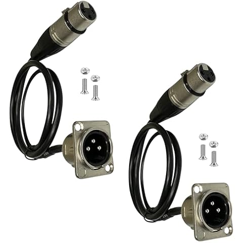 DIYTECH Premium Stage Box, XLR Patch Panel, XLR Panel Mount, XLR Floor Box, Pass Through Connector - No Solder for Pro Audio Installations (XLR Male to XLR Female 2-Pack) Cover