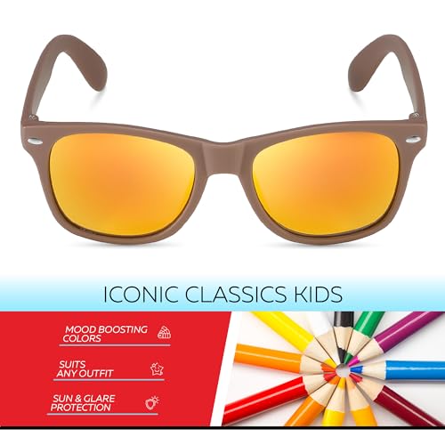 Image of Retro Rewind Kids Sunglasses for Boys Girls Age 3-12 - Shatterproof UV400 Toddler Children Sun Glasses