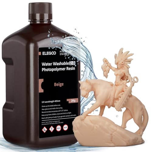 ELEGOO 8K Water Washable 3D Printer Resin 2.0, Fast Curing Photopolymer Resin for Saturn Mars 8K/12K/14K/16K LCD DLP 3D 