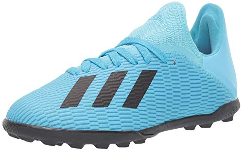 adidas Unisex-Kid's X 19.3 Turf Soccer Shoe, Bright Cyan/Black/Shock Pink, 5 M US Big Kid