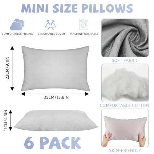 Image of Kigley 6 Pack Mini Pillows Bulk Small Pillows 14 inchx9 inch Soft Travel Nap Pillow for Daycare Nap Time Pet Neck Lumbar(Gray)
