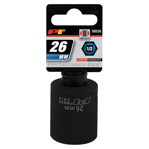 Image of Performance Tool M836 1 /2 Drive 26mm 6Point Impact Socket, 1 Pack