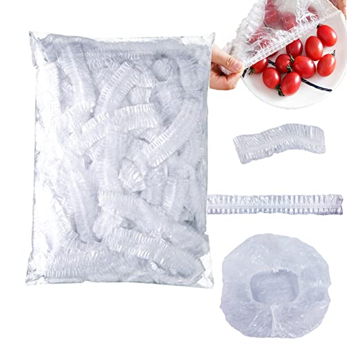 100PCS Fresh Keeping Bags Plastic Wrap Elastic Stretch Bowl Covers with Stretch PE Plastic Food Storage Covers Bowl Covers for Leftover and Meal Prep Covers Alternative to Foil for Outdoor