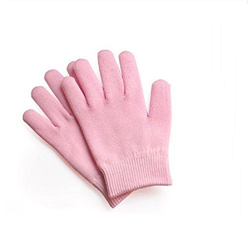 Pinkiou Gel Spa Moisturizing Gloves Soft Cotton With Thermoplastic Repair Cracked Cuticles Dry Skin Treatment Hydrating Gel Lining Infused With Essential Oils Vitamins Large Size(Gloves, Pink) #TOP13