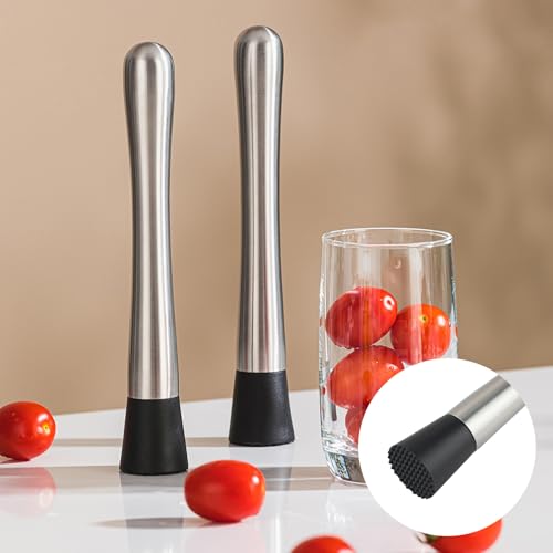 Lot de 2 pilons à cocktail avec cuillère à bar, broyeur à glace en acier inoxydable et presse-mojito – Outils de bartending pour caipirinha, boissons et accessoires de bar, accessoires de cocktail – vue 7