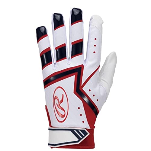 ローリングス(Rawlings) 野球 大人用 両手用 バッティンググローブ ハイパーグリップ EBG21S04 ホワイト/ネイビー サイズ L