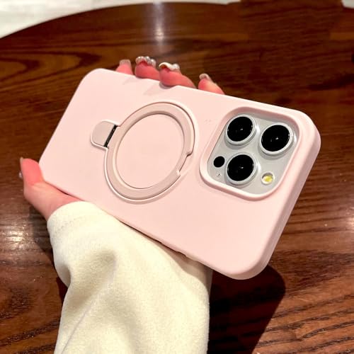 Coque silicone liquide iPhone 15 charge sûre et béquille de protection