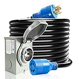 30 Amp Generator Cord and Power Inlet Box, 20FT Generator Cords 30 Amp,125V/250V Generator Power Cor
