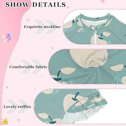 Color Cute Fruit Girls Long Sleeve Swimsuits One Piece Zipper Bathing Suit UPF 50+ Rashguard Swimwear4