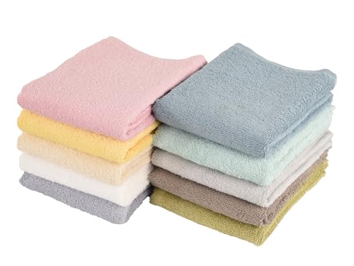 Kosugizen 日毎に (ひごとに) タオル フェイスタオル 薄くてつかいやすい 10色各1枚入 34×90㎝ 乾きやすい 薄手 ロング まとめてお得 毎日使える 10枚セット AM-8432-10Cの商品画像（Amazon）