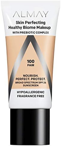 Almay Skin Perfecting Healthy Biome Foundation Makeup, 100 Fair, 1 fl oz