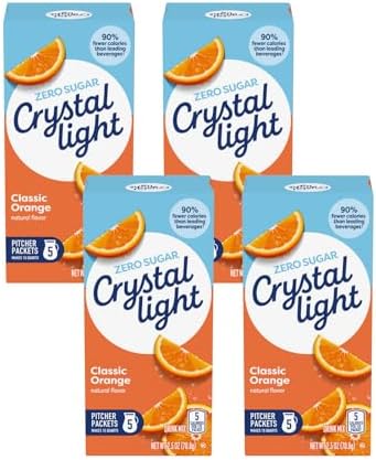 Crystal Light Classic Orange with Vitamin C & Calcium Drink Mix (20 Pitcher Packets, 4 Canisters of 5)