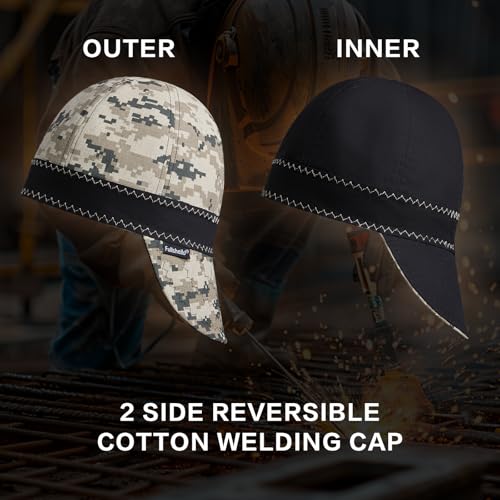 Fullsheild Reversible Welding Cap, 10 oz Cotton 6 Panel for Safety and Protection While Welding, Camo1, 7 1/8 Desert Camouflage by Fullsheild - Image 3