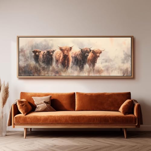 Tableau de vache grand format pour décor long et étroit de salon - 3