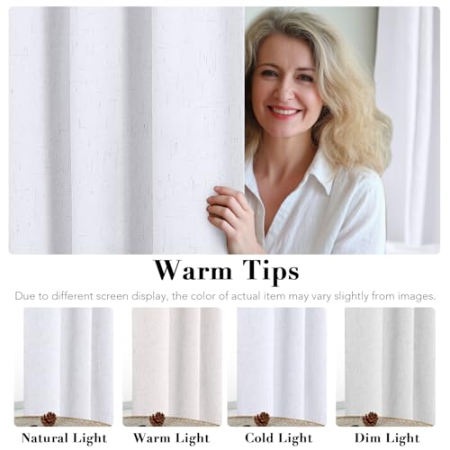 Image of H.VERSAILTEX Primitive Linen Curtains 100% Blackout Curtain Drapes Burlap Curtains with White Thermal Insulated Liner, Grommet Top Drapes Living Room /Bedroom (2 Panels, 42 x 54 Inch, Bright White)