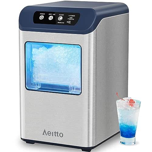 Aeitto Nugget Ice Maker Countertop, 55 lbs/Day, Chewable Ice Maker,