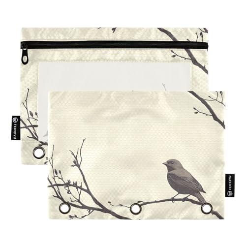 Twigs Bird Classeur à ressort 3 anneaux pour pochettes à 3 trous avec trois anneaux pour fournitures scolaires