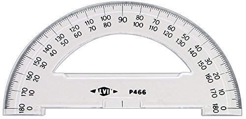 Alvin, P466, 6\" Semicircular Protractors, 0.09\" Thick Clear Plastic, School or Drafting Use