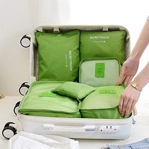 Image of Travel Organizer Pouch Set of 6, Space Saver Packing Cubes for Suitcase, Clothes, Underwear, Socks and Shoes (GREEN)