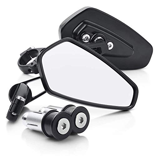 Mictuning 3 Inch Round Folding Bar End Side Mirror Bundle With Rectangle Motorcycle Mirrors #TOP6