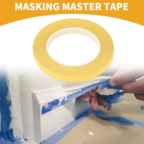 Image of 4 Pcs Painters Tape Masking Master Tape Easy Removal Yellow 0.3cm /0.5cm /1.0cm /1.2cm x 50m
