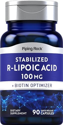 Piping Rock Stabilized R-Lipoic Acid 100mg | 90 Capsules | with Biotin Optimizer | Non-GMO, Gluten Free Supplement