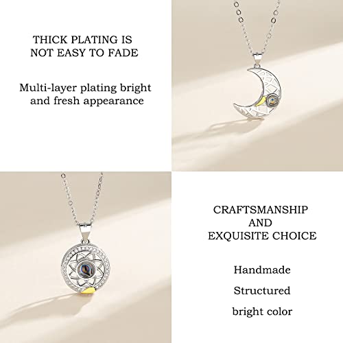 Yumikoo Couple Sun And Moon Necklace I Love You Necklace 100 Languages Matching Bff Friendship Heart Necklaces For Best Friends #TOP5