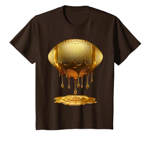 Football Dripping Drip Gold Sport Player Coach Baller T-Shirt, Youth, Brown, Small