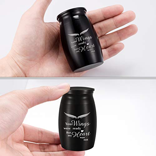 Small Urn for Human Ashes Small Keepsake Urn Mini Cremation Urns for Ashes Aluminium Memorial Ashes Holder-Your Wings were Ready, But My Heart was Not