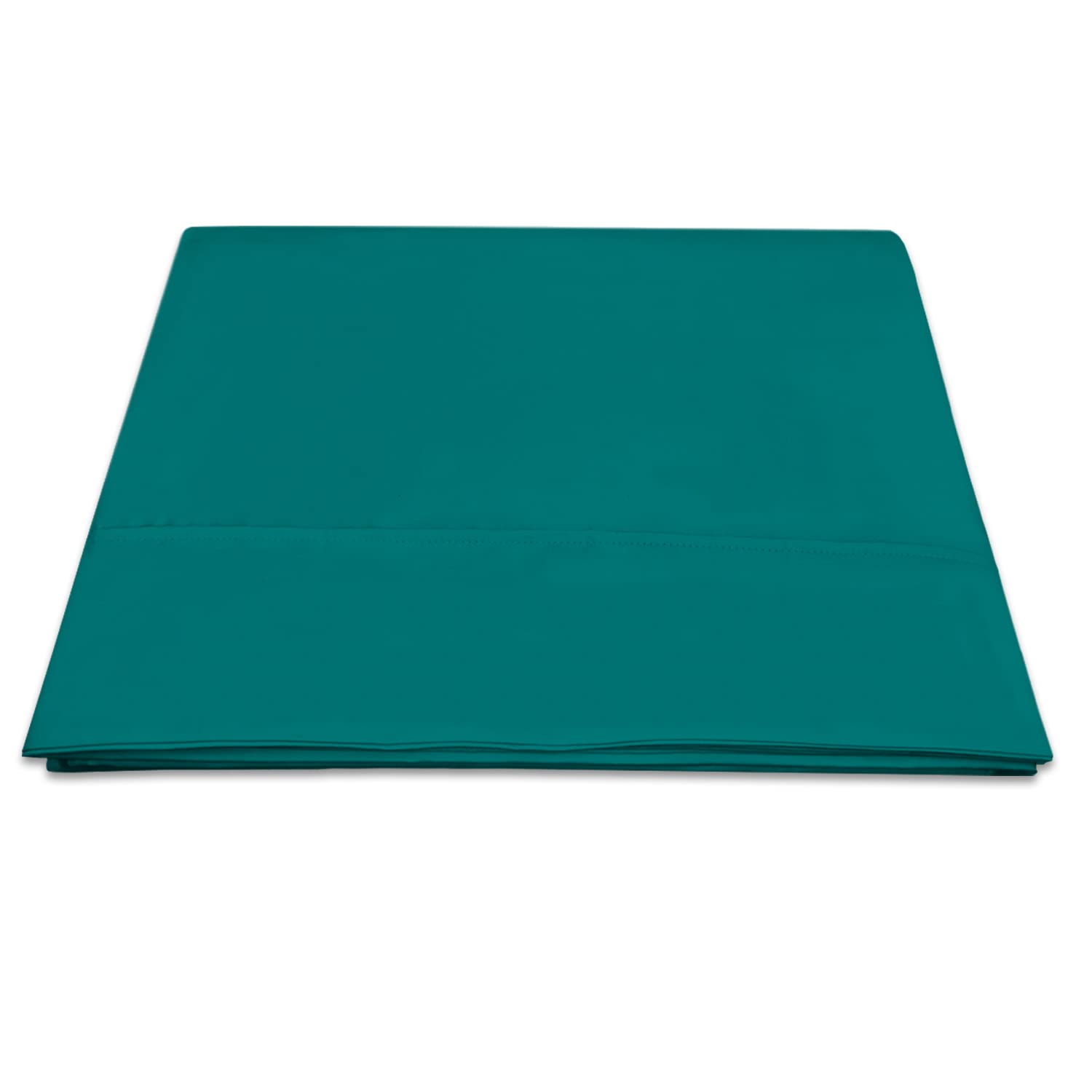 400 Thread Count Cotton Queen Flat-Sheet-Only, 1 pc Teal Green 100% Long Staple Cotton Sateen Queen Bed Sheet with Stylish 4 Inch Hem (100% Cotton-Teal Green Flat Sheets Queen Size Sold Separately)