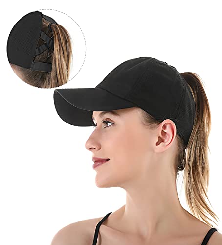 Gorra de béisbol mujer negra con ajuste rápido miniatura 2