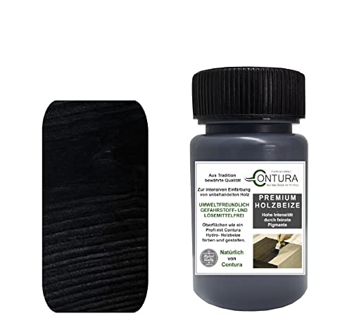 Holzbeize Pinselflasche 50ml. Beizprobe Retuschier Beize Reparaturflasche Holz Tischler Farbe Farbbeize Wasserbeize (Schwarz)