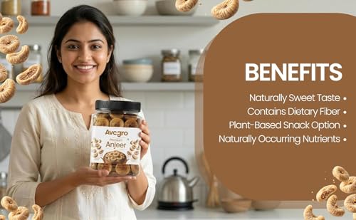 Image of Avogro Premium Anjeer 500Gram | Soft, Juicy and Naturally Dried Figs Dry Fruit | No Added Sugar | Healthy Snack Rich Source Of Fiber | Low in Fat | Jar Pack For Gift