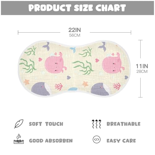 2 Pack Baby Burp Cloths, Soft Absorbent Burping Cloths for Babies, Cotton Milk Spit Up Rags, Large Size for Newborns, Baby Boys and Girls (Cartoon Whales)4