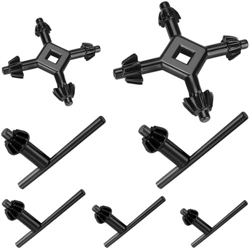 Yauhar 7Pcs 1/4” 3/8” 1/2” 5/8” 5/32” Drill Press Chuck Keys and 4-way Heavy Duty Clamping Press Chuck Wrench for Tighten Electric Drill