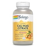Solaray Cal-Mag Citrate Plus D-3 & K-2 Orange Chewables | 90 Count