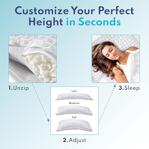 Image of BLISSY 100% Adjustable Memory Foam Pillow with Cooling Technology (King Size) - Oeko-TEX & CertiPUR-US - Cooling Memory Foam Neck & Body Bed Pillow for Stomach, Side & Back Sleeping (Crescent)