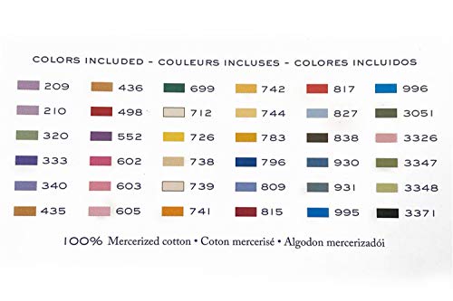 DMC Embroidery Floss Pack, Popular Colors, DMC Embroidery Thread, DMC Floss Kit Include 36 Assorted Color Bundle with DMC Mouline Cotton White/Black and DMC Cross Stitch Hand Needles.