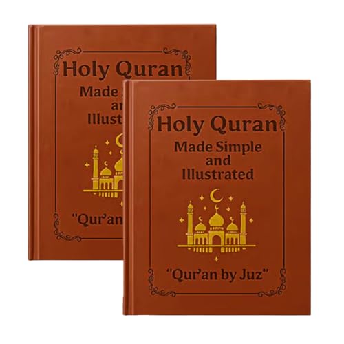 Paquete de 2 viajes del Corán: Sagrado Corán hecho simple e ilustrado | Libros de aprendizaje religioso y espiritual | Guía devocional de estudio del Corán de las Escrituras para principiantes