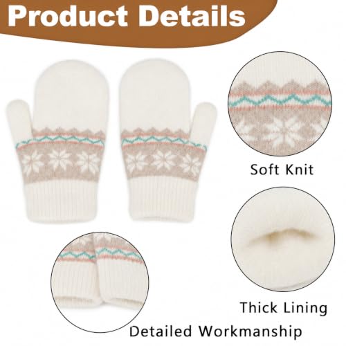 Image of Kids-Winter-Double-Layer-Warm-Knit-Mittens Soft Stretchy Outdoor Gloves