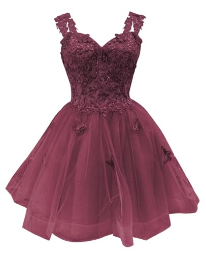 Image of Youjiayi 3D Butterfly Short Homecoming Dresses for Teens Off Shoulder DAMA Dresses for Quinceanera Glitter Sequin Prom Dress