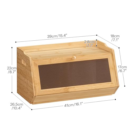 HOOBRO Bread Box, Bamboo Bread Box for Kitchen Countertop, Farmhouse Bread Storage Box with Acrylic Window, Bread Holder with Drop-Down Door, for Food Storage, Natural EYL30MB01 - Cosy Home Interiors HOOBRO Bread Box, Bamboo Bread Box for Kitchen Countertop, Farmhouse Bread Storage Box with Acrylic Window, Bread Holder with Drop-Down Door, for Food Storage, Natural EYL30MB01 - Image 7