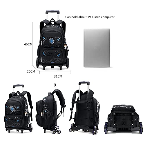 Lamografy Geometric Prints Rolling Backpack For Boys Side-Opening Daypack With Wheels Student Travel Bag #TOP1