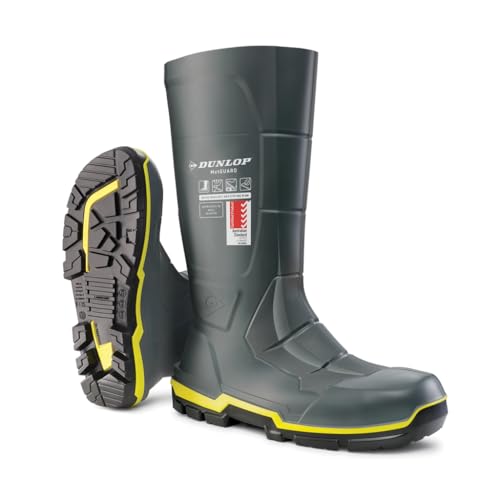 DUNLOP MetGUARD - Botas de trabajo industriales unisex hasta la rodilla, impermeables, de PVC, resistentes a los productos químicos y antideslizantes, con puntera protectora para exteriores y