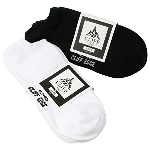 Cliff Edge 12 Paar Sneaker-Socken-Damen-Herren | Füßlinge für Mann und Frau | 39-42 | Schwarz