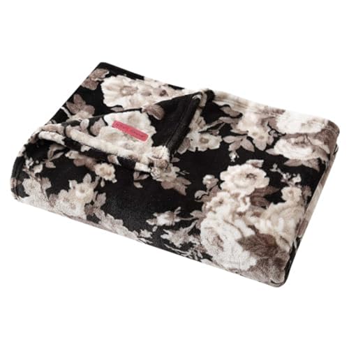 Image of Betsey Johnson - Blanket, Buttery-Soft Throw Blanket for Couch or Bed, Boldly Plush & Oversized Bedding (Vintage Floral Black, 50 inch x 70 inch)