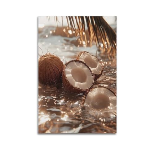 Poster mural moderne fruits de noix de coco ZHOUKEG 60x90 cm pour décoration salon tendance