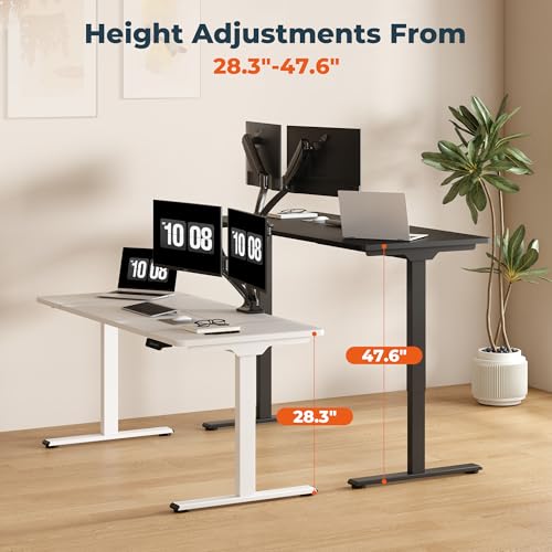 Image of Dual Motor Standing Desk, Large Stand Up Desk, 63x28 Inches Electric Sit Stand Desks, 4 Memory Preset Adjustable Height Desks Home Office Desks(Black)
