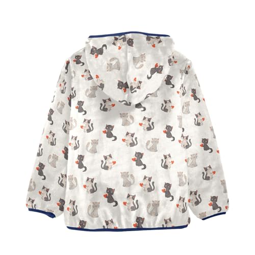 Cute Colorful Kittens Girls Fleece Jacket Girls Fall Jacket Girls Zip Up Hoodie Girls Sherpa Jacket 2-10T2