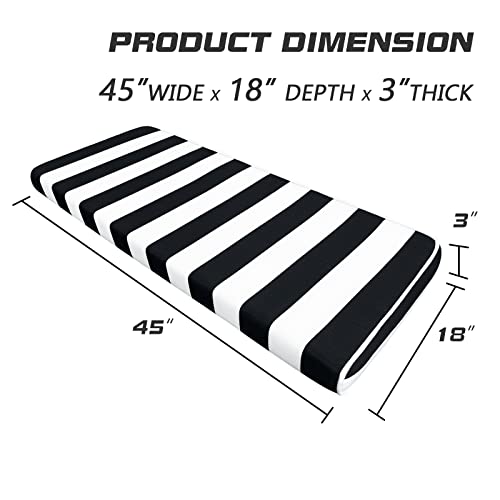 Pcinfuns Bench Cushion For Outdoor Furniture,Ultra Durable Patio Furniture Chair Pads,Swing Cushions With Ties,Sofa Garden Replacement Loveseat Cushion,Black White,45" X 18" #TOP1